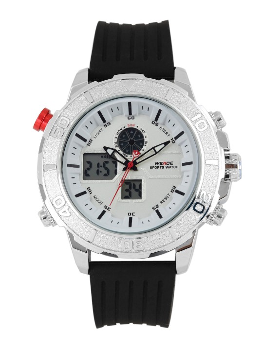 Men White Analogue and Digital Watch WH6108-4C