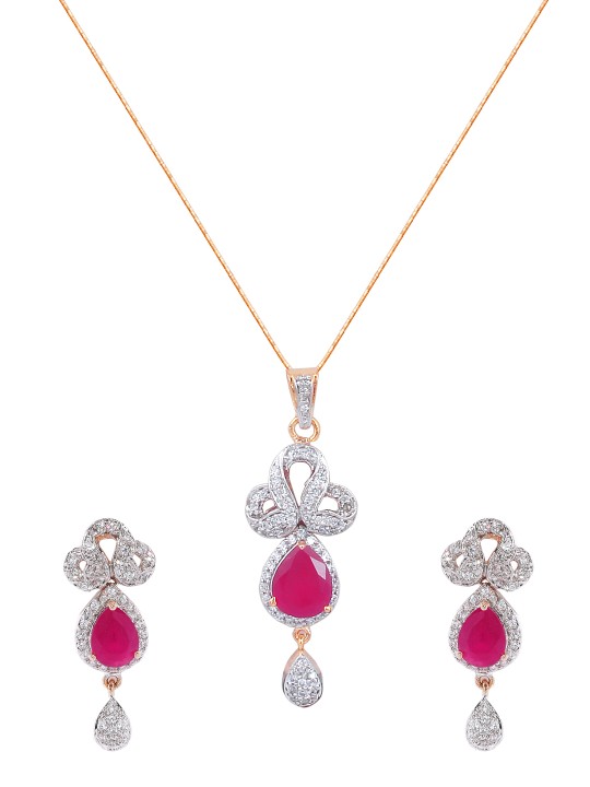 Women Gold-Toned & Pink Stone-Studded Jewellery Set