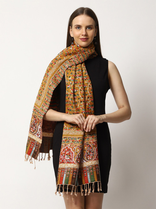 SWI Stylish Tasselled Ethnic Print Woven Design Stole
