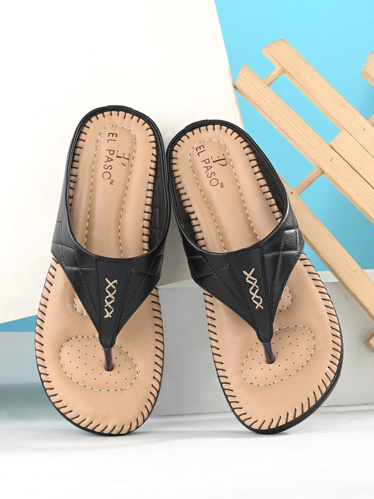 El Paso Women Textured Open Toe Flats