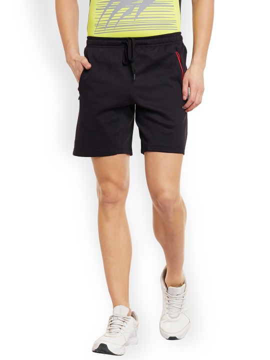 Men Black Solid Regular Fit Sports Shorts 30