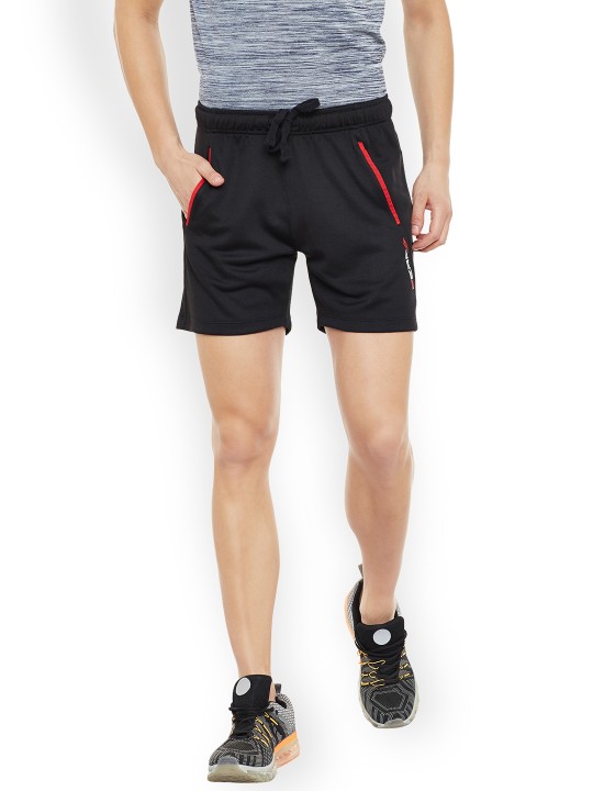 Men Black Solid Regular Fit Sports Shorts 30