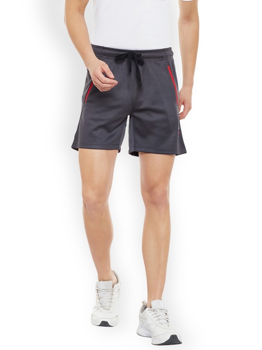 Men Charcoal Solid Regular Fit Sports Shorts 30