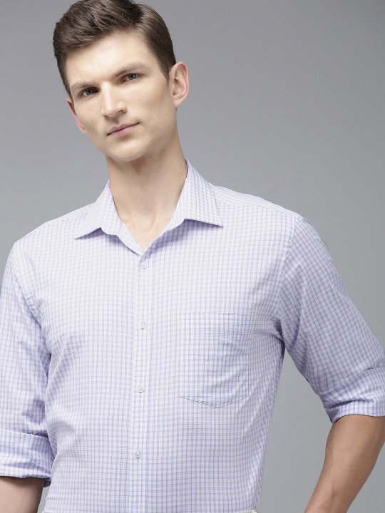 Park Avenue Men Pure Cotton Slim Fit Opaque Checked Casual Shirt