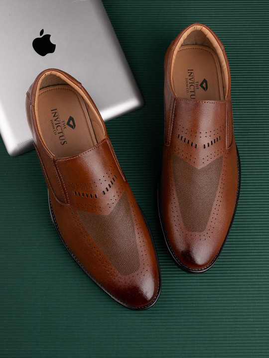 INVICTUS Men Perforated Formal Slip-On Shoes