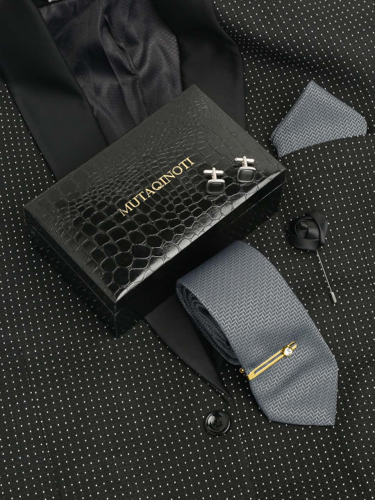 MUTAQINOTI Men Printed Silk Formal Accessory Gift Set