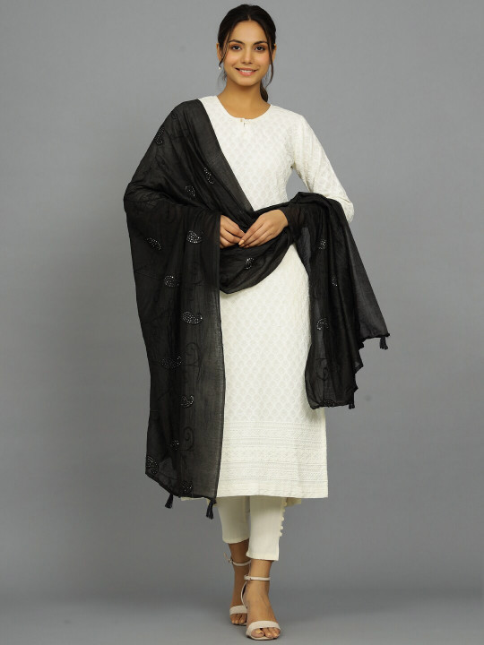 HANDICRAFT PALACE Paisley Sequinned Embroidered Dupatta