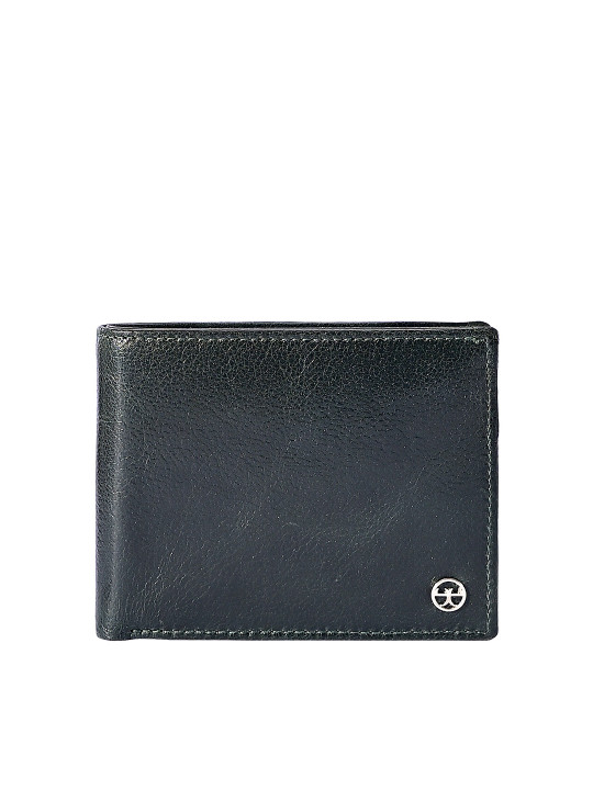 men textured leather two fold wallet