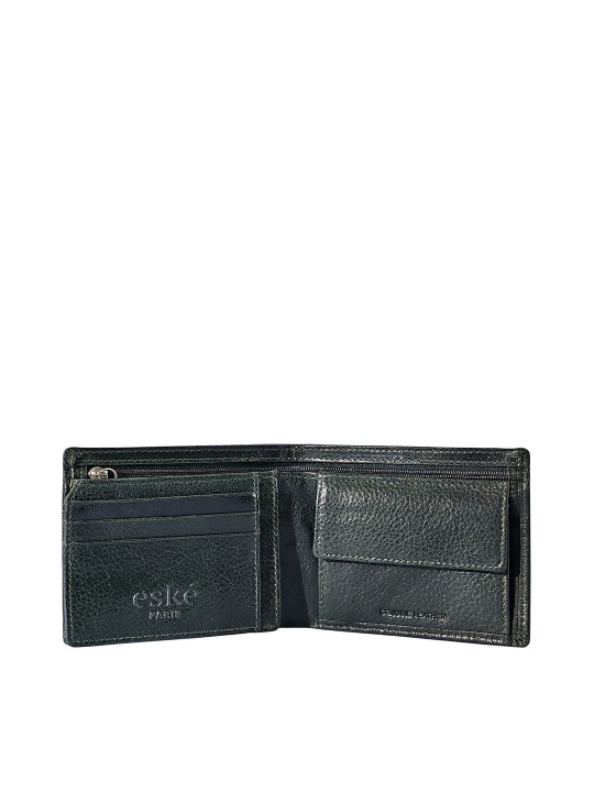 men textured leather two fold wallet