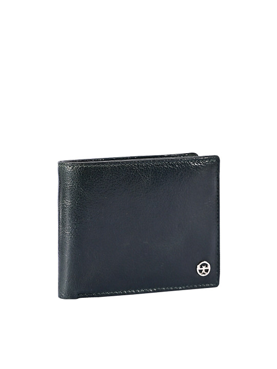 men textured leather two fold wallet