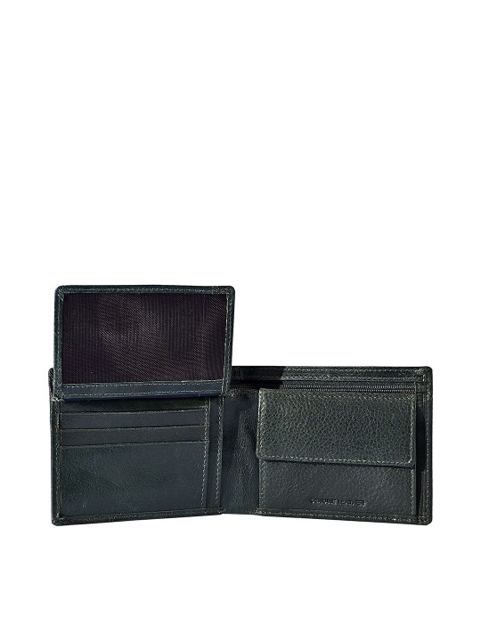 men textured leather two fold wallet