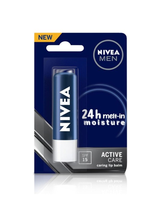 Nivea Men Active Care Lip Balm, 24 H Melt In Moistur