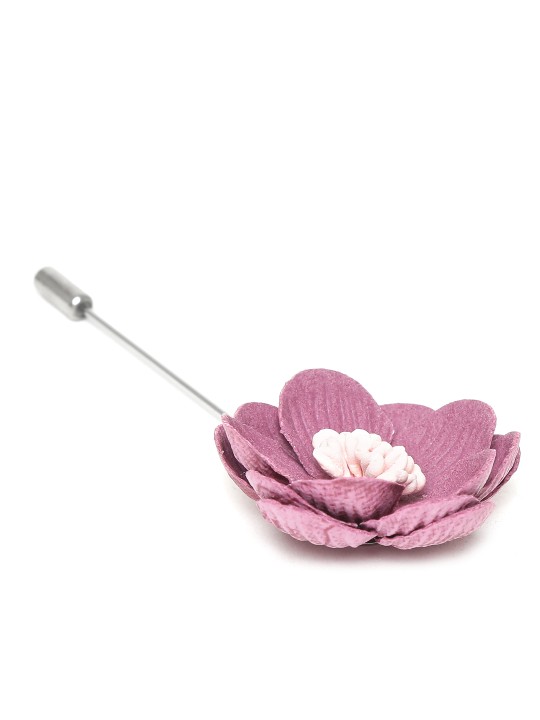 Men Burgundy & Pink Flower-Shaped Lapel Pin