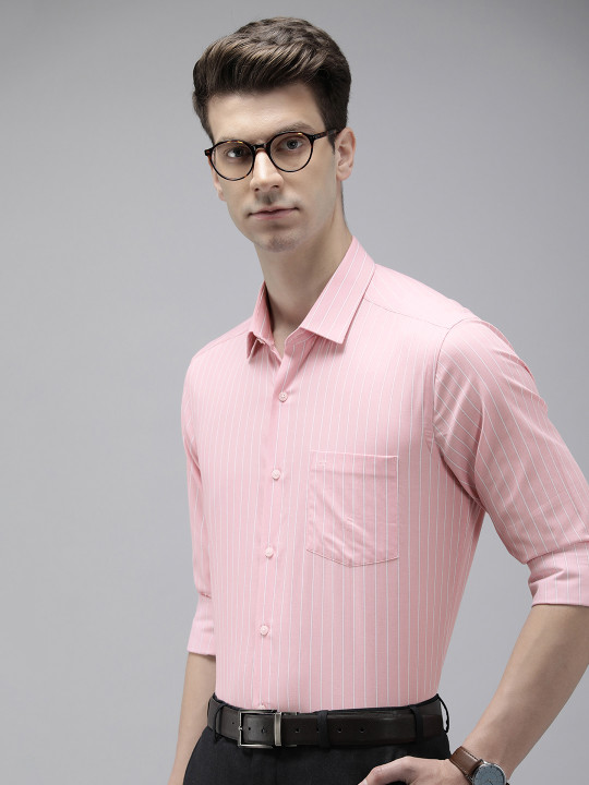 Arrow Manhattan Slim Fit Striped Pure Cotton Formal Shirt