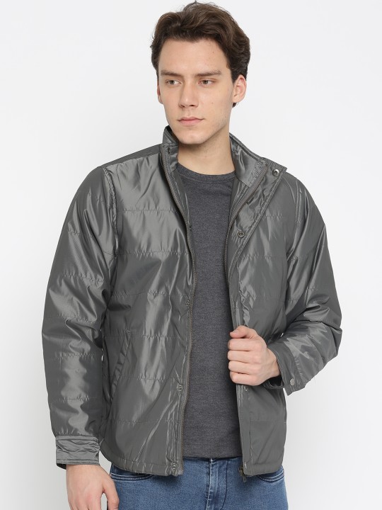 Men Grey Solid Padded Jacket S