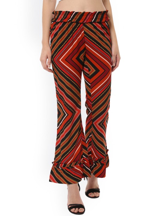 Women Multicoloured Comfort Loose Fit Printed Regular Trousers 26