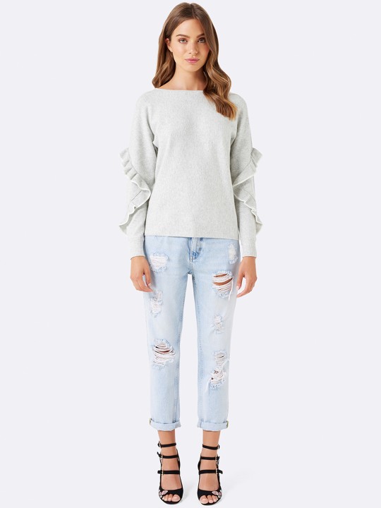 Women Grey Solid Pullover XS