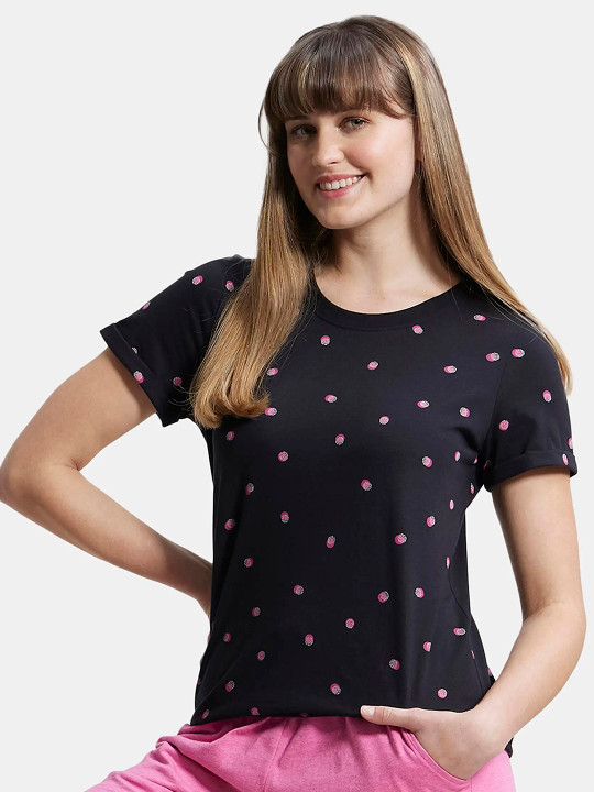 Jockey Super Combed Cotton Printed Fabric Relaxed Fit T-shirt-A144