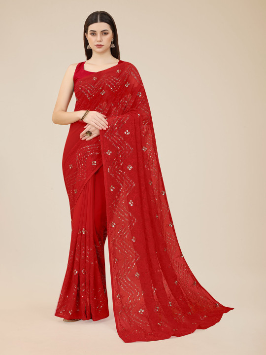 VAIRAGEE Floral Embroidered Sequinned Saree