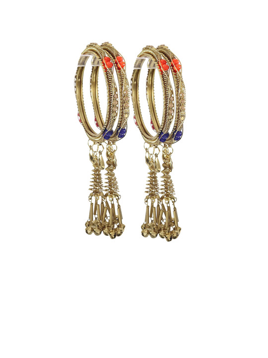 NMII Set Of 4 Zircon Studded Latkan Kada Bangles