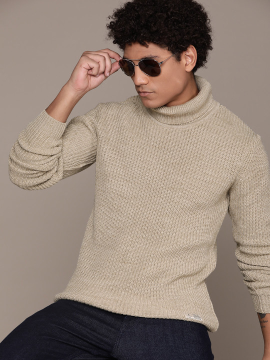 Roadster The Lifestyle Co. Solid Turtle Neck Acrylic Pullover