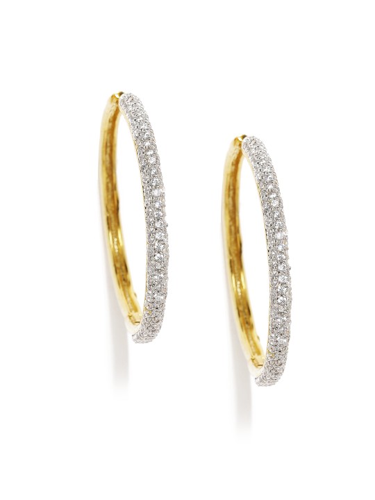 Gold-Toned & White Circular Hoop Earrings