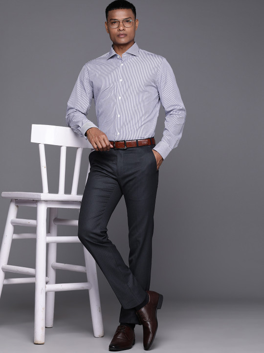 Raymond Men Striped Slim Fit Trousers