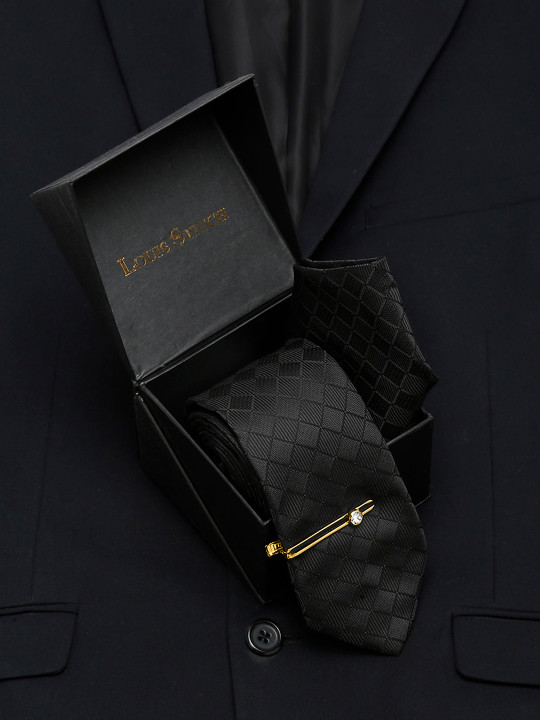 LOUIS STITCH Men Italian Silk Necktie Accessory Gift Set