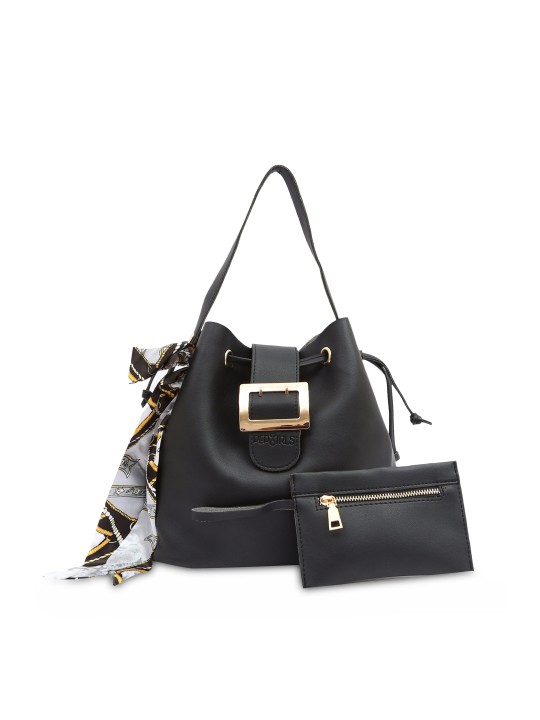 Black Solid Shoulder Bag