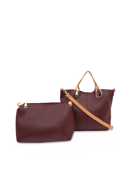 Burgundy Solid Handheld Bag