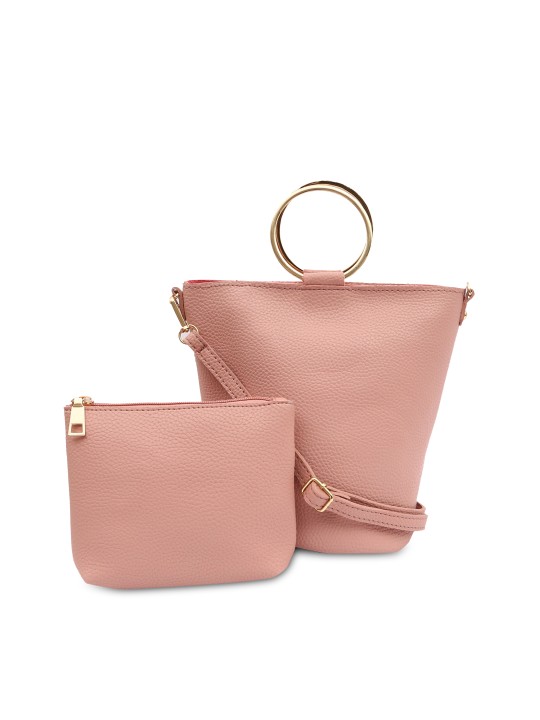 Pink Solid Handheld Bag