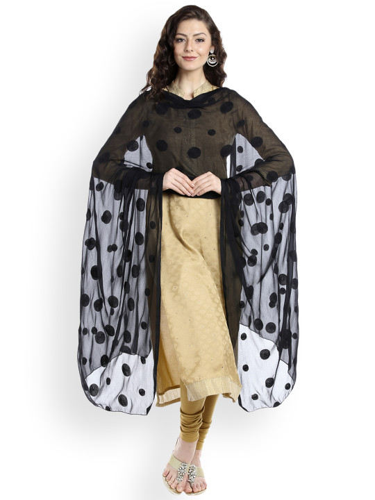 Dupatta Bazaar Black Embroidered Dupatta