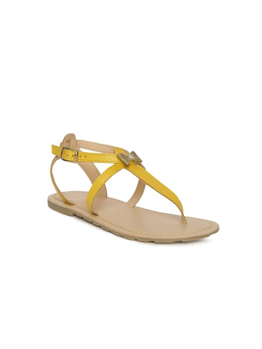 Girls Mustard Leather Comfort Sandals 31