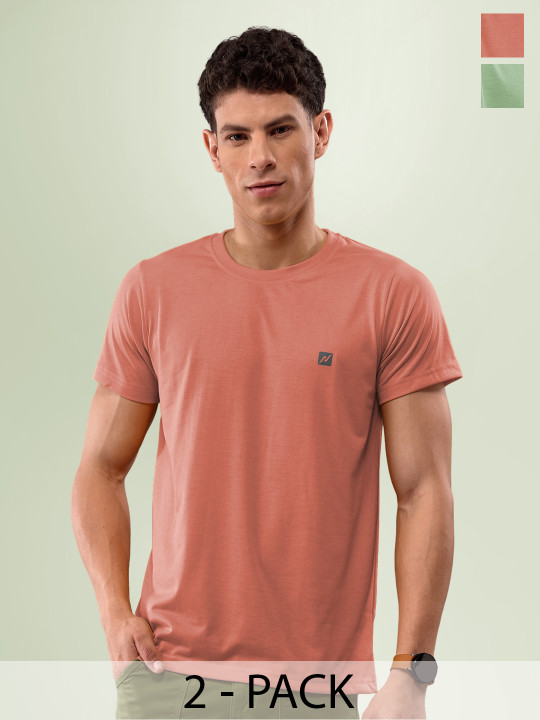 LUX NITRO Pack Of 2 Round Neck Anti Odour T-Shirt