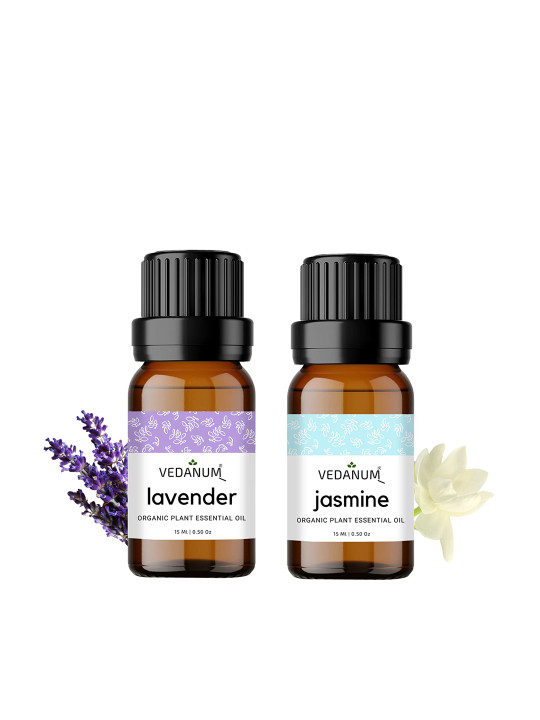 VEDANUM 2PCS Transparent Lavender and Jasmine Essential Oil