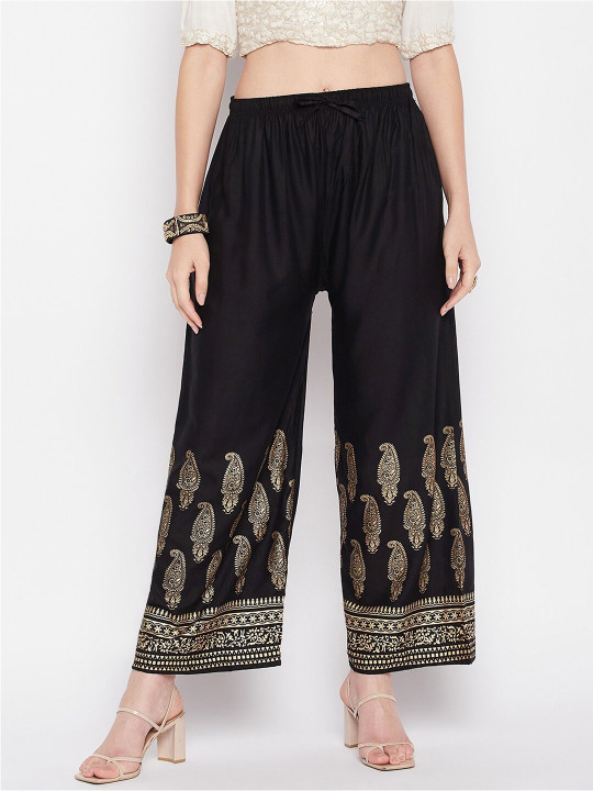 Clora Creation Women Mid-Rise Straight Fit Paisley Printed Palazzos