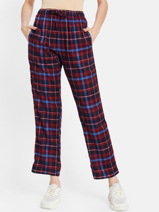 METTLE Women Checked Cotton Track Pants