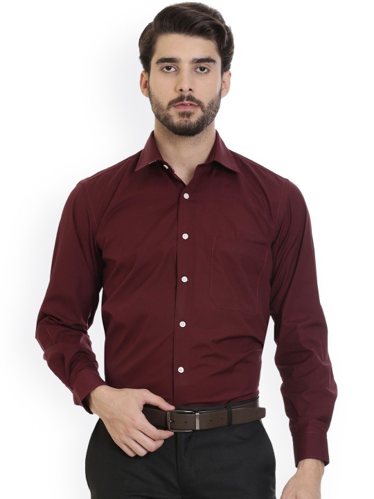 Men Maroon Smart Slim Fit Solid Formal Shirt 39