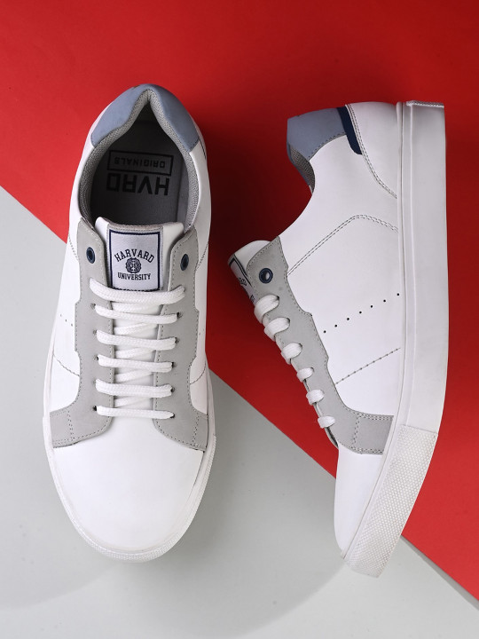 Harvard Men White And Grey Colourblocked Lightweight Sneakers