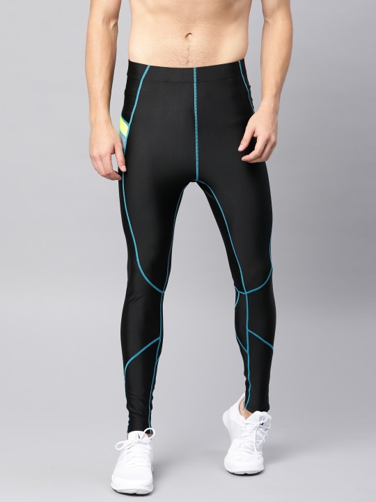 HRX Active by Hrithik Roshan Men Black RAPID-DRY Compression Running Tights