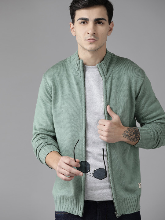 Roadster The Lifestyle Co. Men Acrylic Solid Cardigan