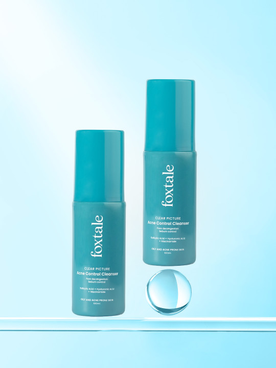 FoxTale Set Of 2 Acne Control Cleansers With Salicylic Acid+HA+Niacinamide - 100 ml Each