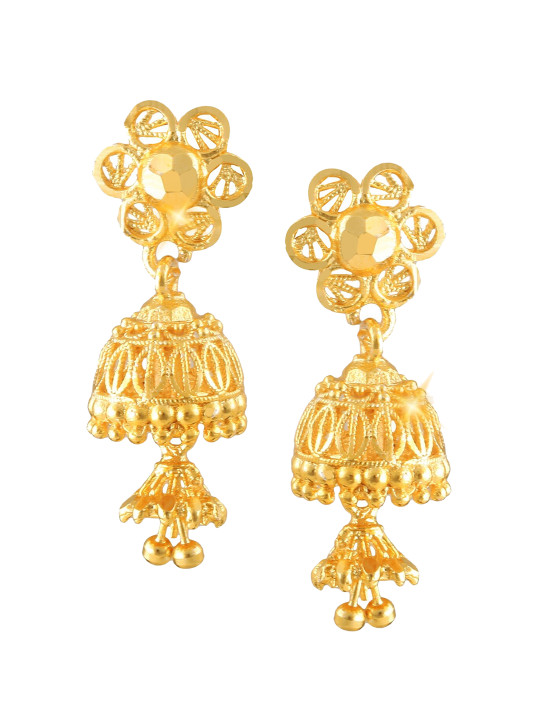 Vighnaharta Gold-Plated Floral Jhumkas Earrings