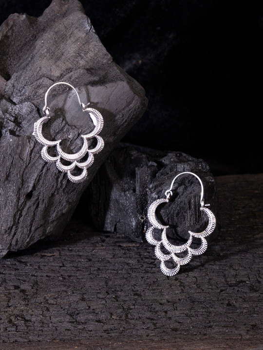 Studio One Love Silver-Toned Contemporary Hoop Earrings