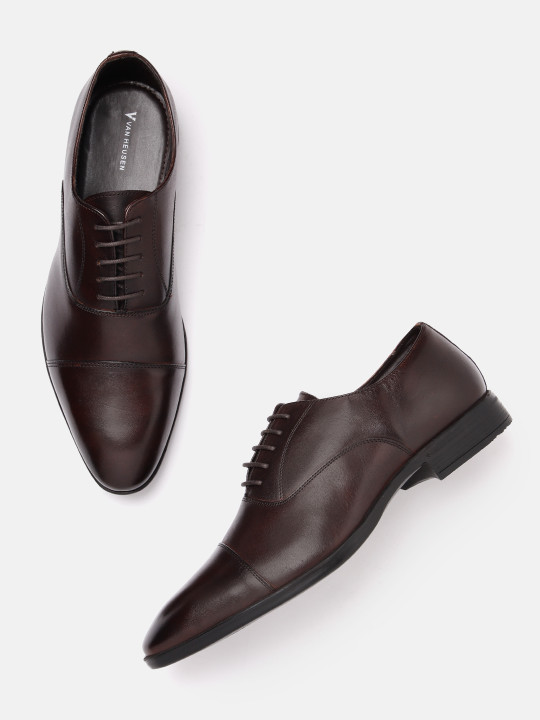 Van Heusen Men Leather Oxford Round Toe Formal Shoes