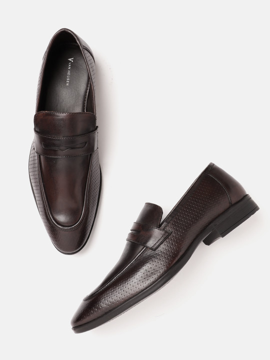 Van Heusen Men Leather Pointed Toe Slip On Formal Shoes