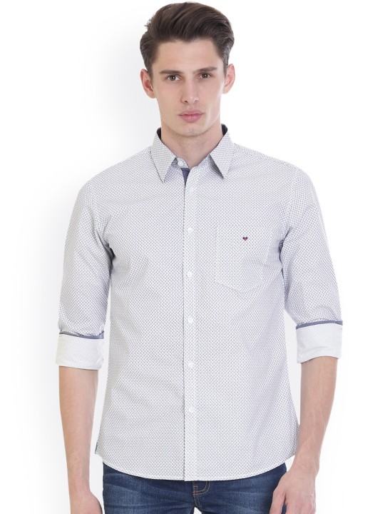 Men White Smart Slim Fit Printed Casual Shirt 39