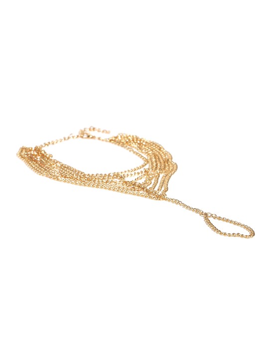 Gold-Toned Chain Anklet with Toe Ring