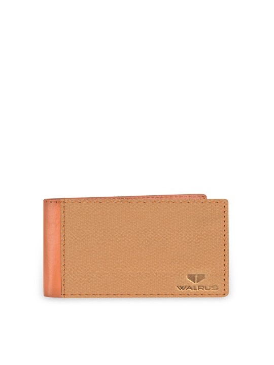 Walrus Men Colourblocked Leather Two Fold Wallet with SIM Card Holder