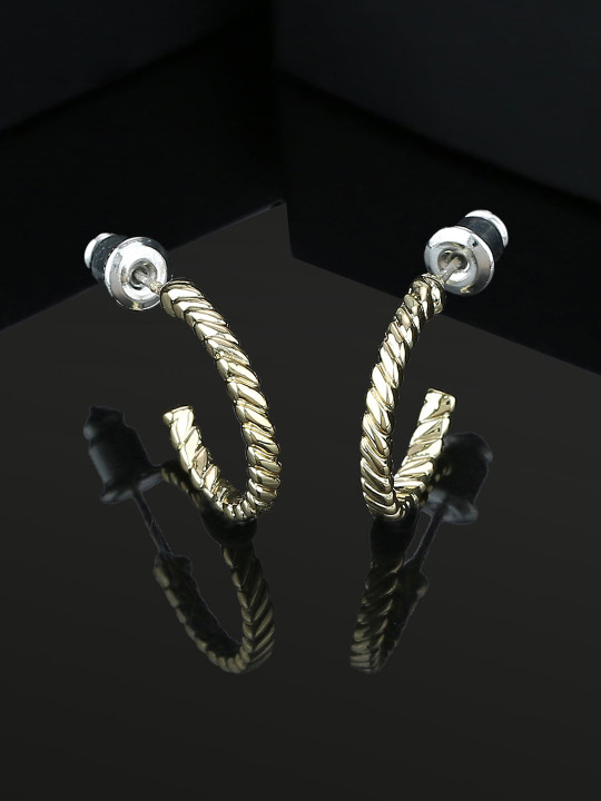 Estele Gold-Plated Crescent Shaped Half Hoop Earrings